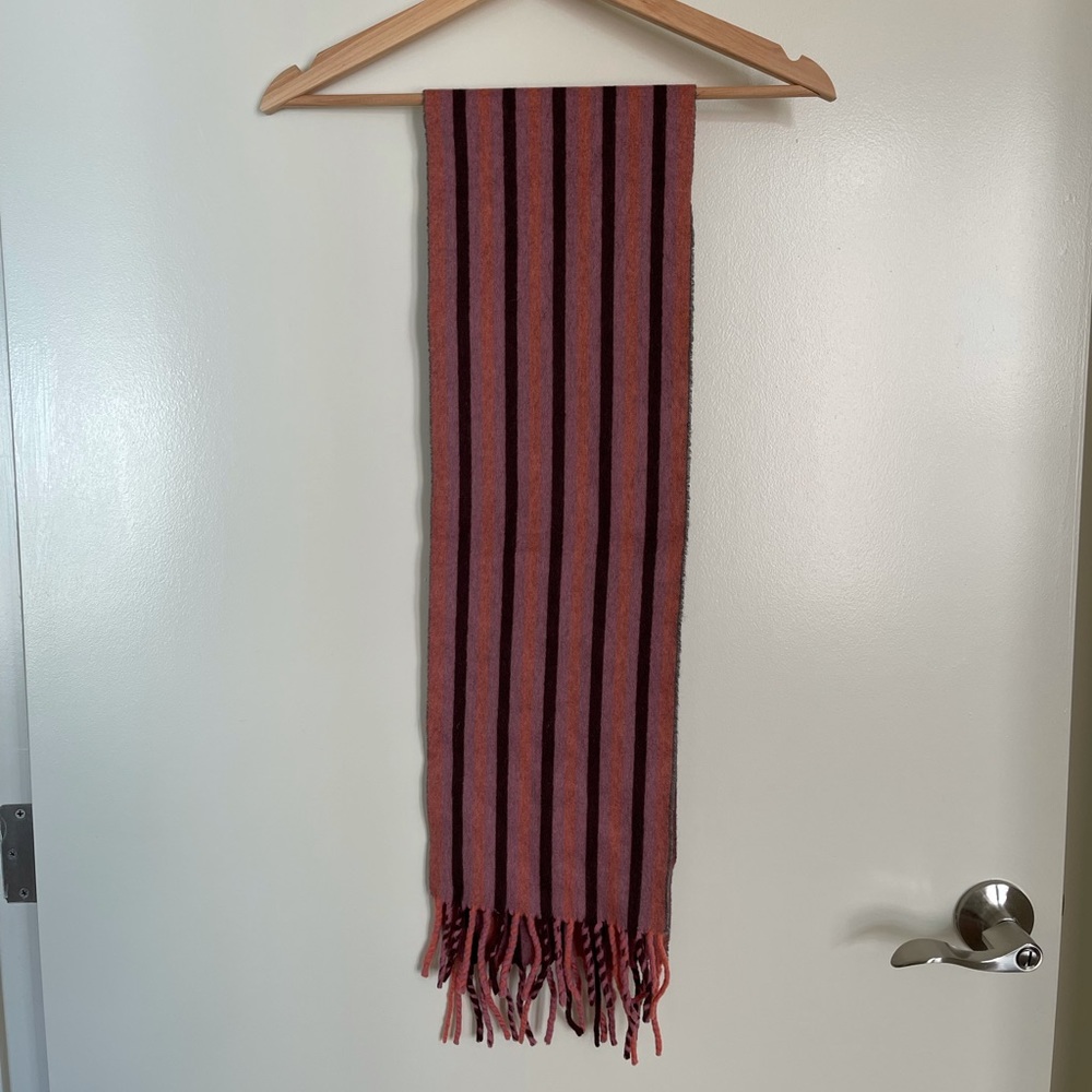 100% Cashmere Scarf Pink / Brown Stripe